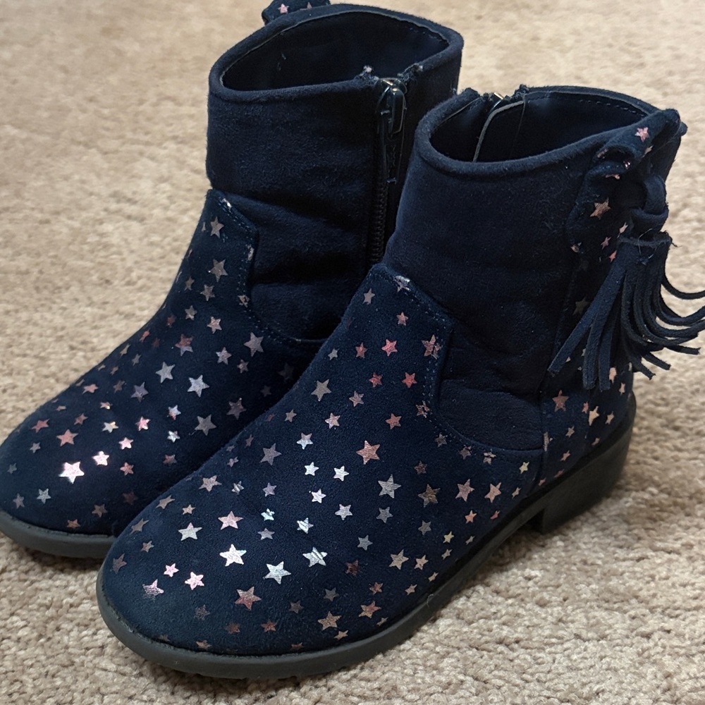 Lands End Toddler Starry Navy Blue Boots with Fringe